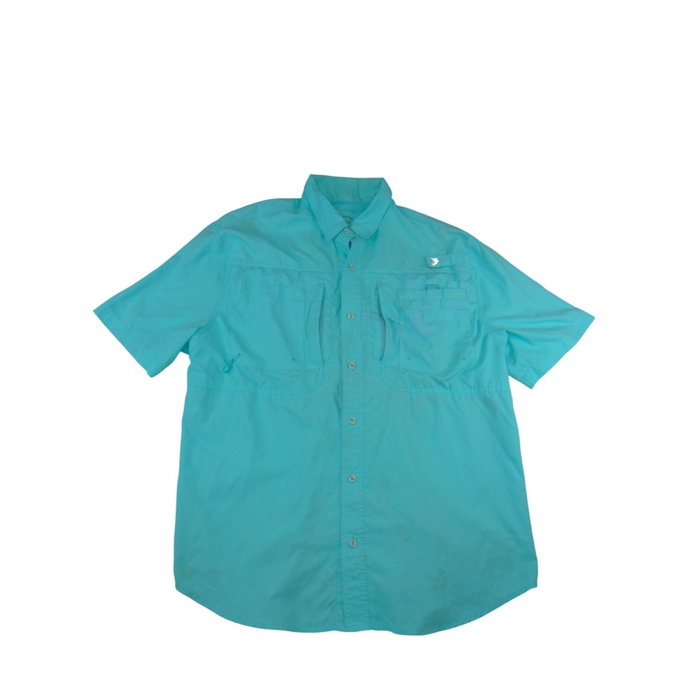 Columbia PFG Bahama II Fishing Shirt Mens XL Short Sleeve Turquoise Blue Vented